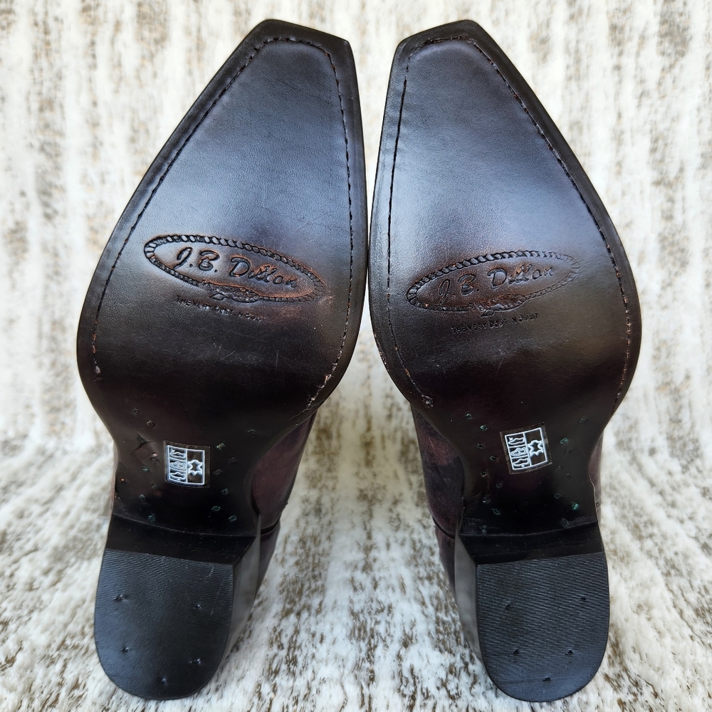 NWT J.B. Dillon Distressed Leather Western Cowboy Boots Floral Women's Size 5.5B - Picture 9 of 13